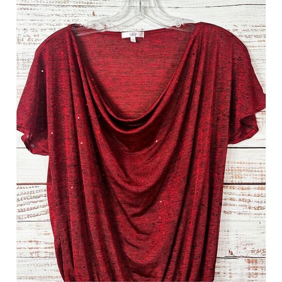 Halo Women's Polyester Spandex Sparkle Sequin Accent Pullover Top Red Medium - Picture 3 of 10